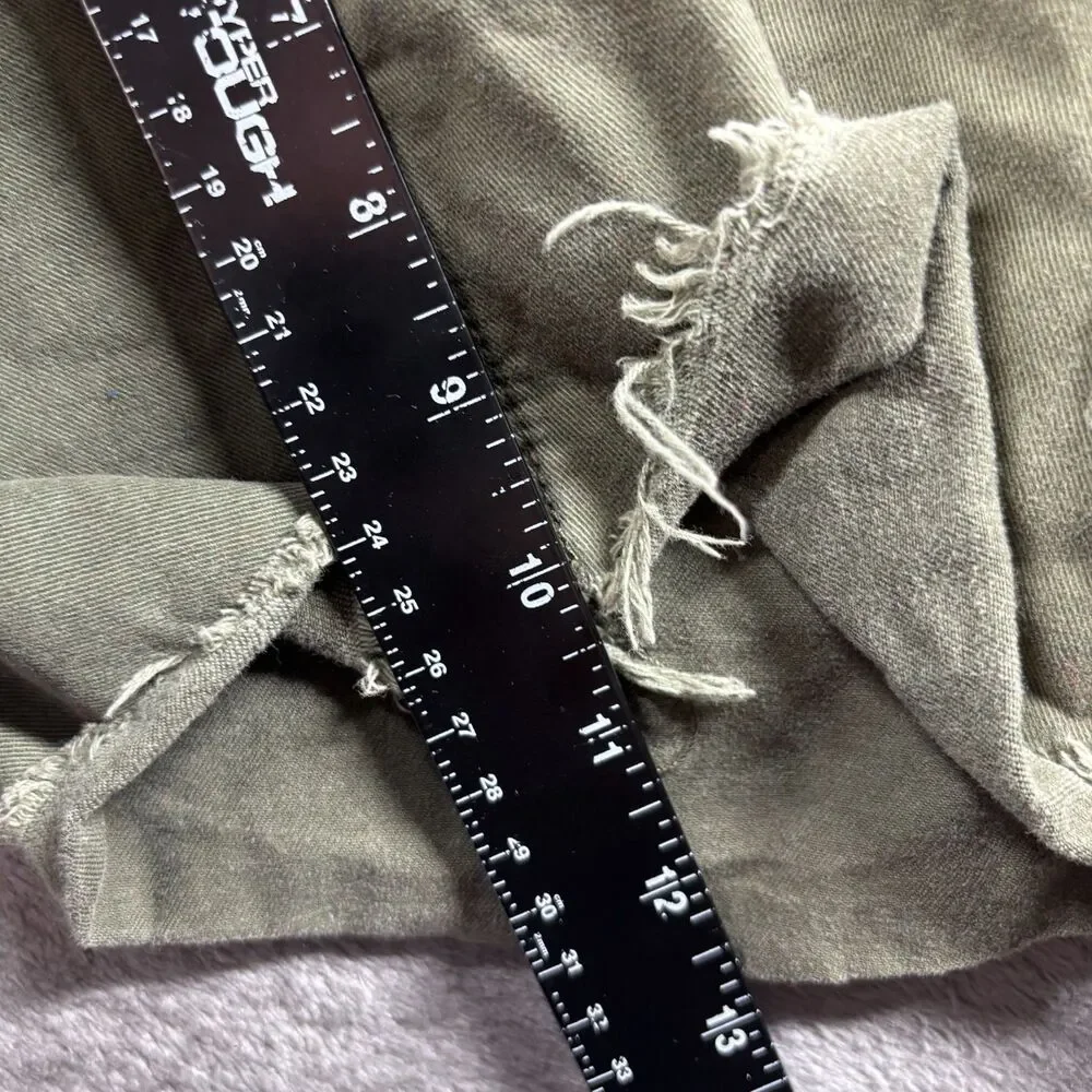 American Eagle Men Vintage Y2K Cargo Shorts Raw Frayed Hem Baggy Green 30 G294